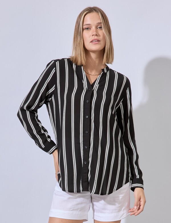 Camisa Lineas NEGRO/BLANCO