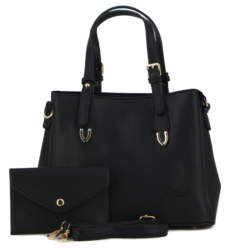 Darkness Cartera C/correa Larga-corta Y Monedero Negro