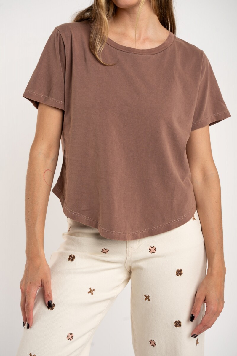 Remera Algodon Lavado - Marron 