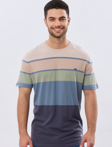 REMERA RAYADA DE ALGODÓN Beige
