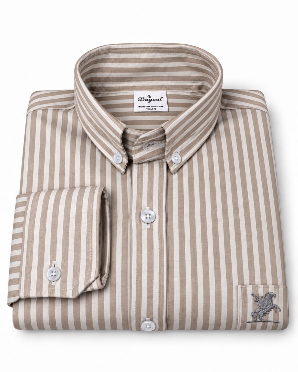 Camisa Caballero - rayas beige 