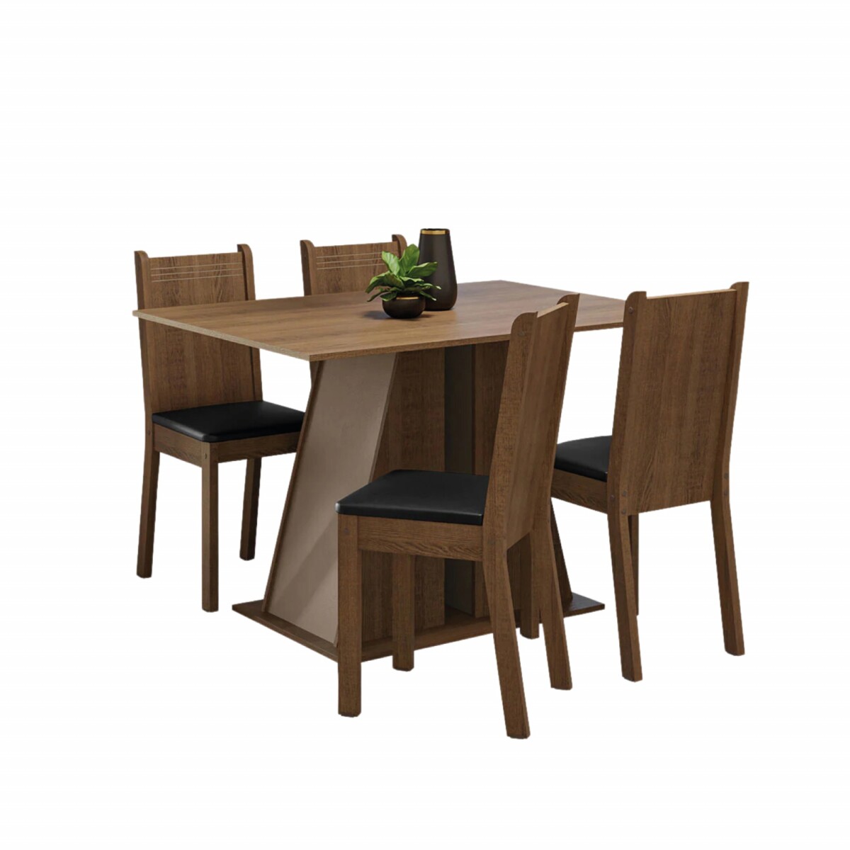 Juego de comedor con mesa de madera y 4 sillas estilo rústico 