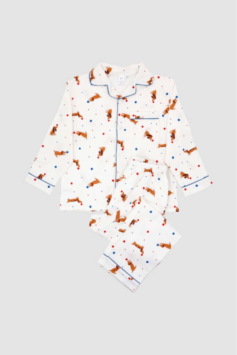 Pijama franela bow pattern - Marfil 