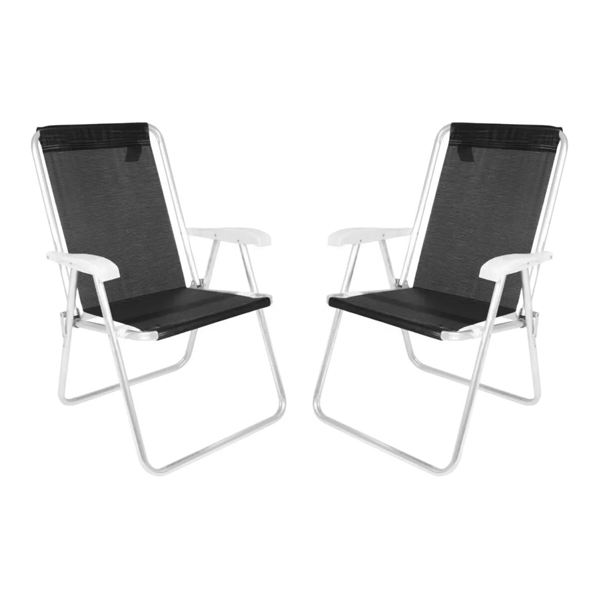 Set X2 Reposeras Sillas Altas Aluminio Conforto Sannet Mor - Negro 