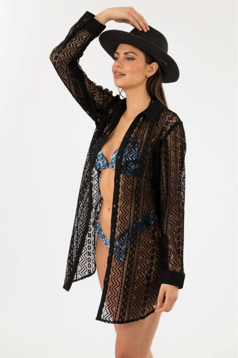 Camisola amaranta net midi - Negro 