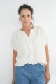 Blusa escote en V oversize blanco