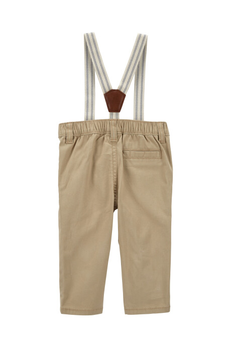 Pantalón de sarga clásico con tiradores. Talles 0-24M Sin color
