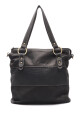Cartera Cuero Combinado Croco con Tachas Negro