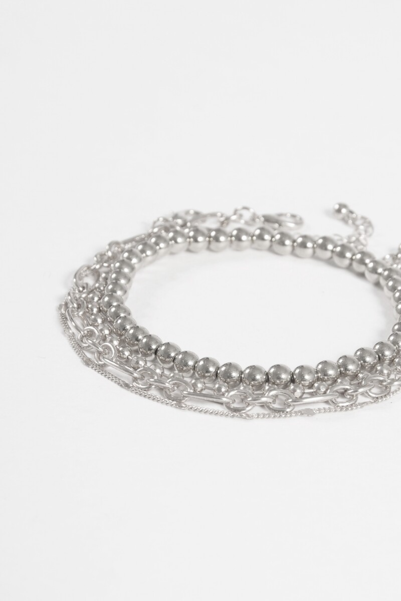 Set de 5 pulseras plateado