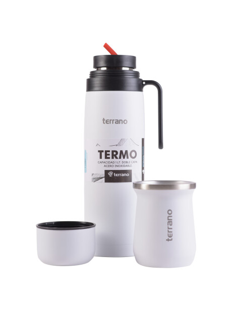 Set Termo + Mate Acero Tradicional Blanco