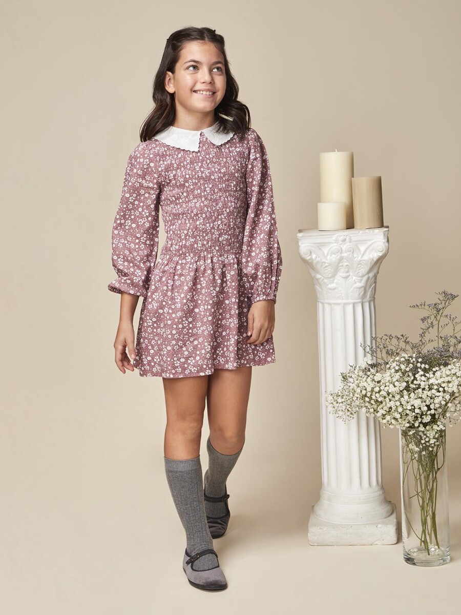 Vestido Estampado Con Cubrepañal Purpura