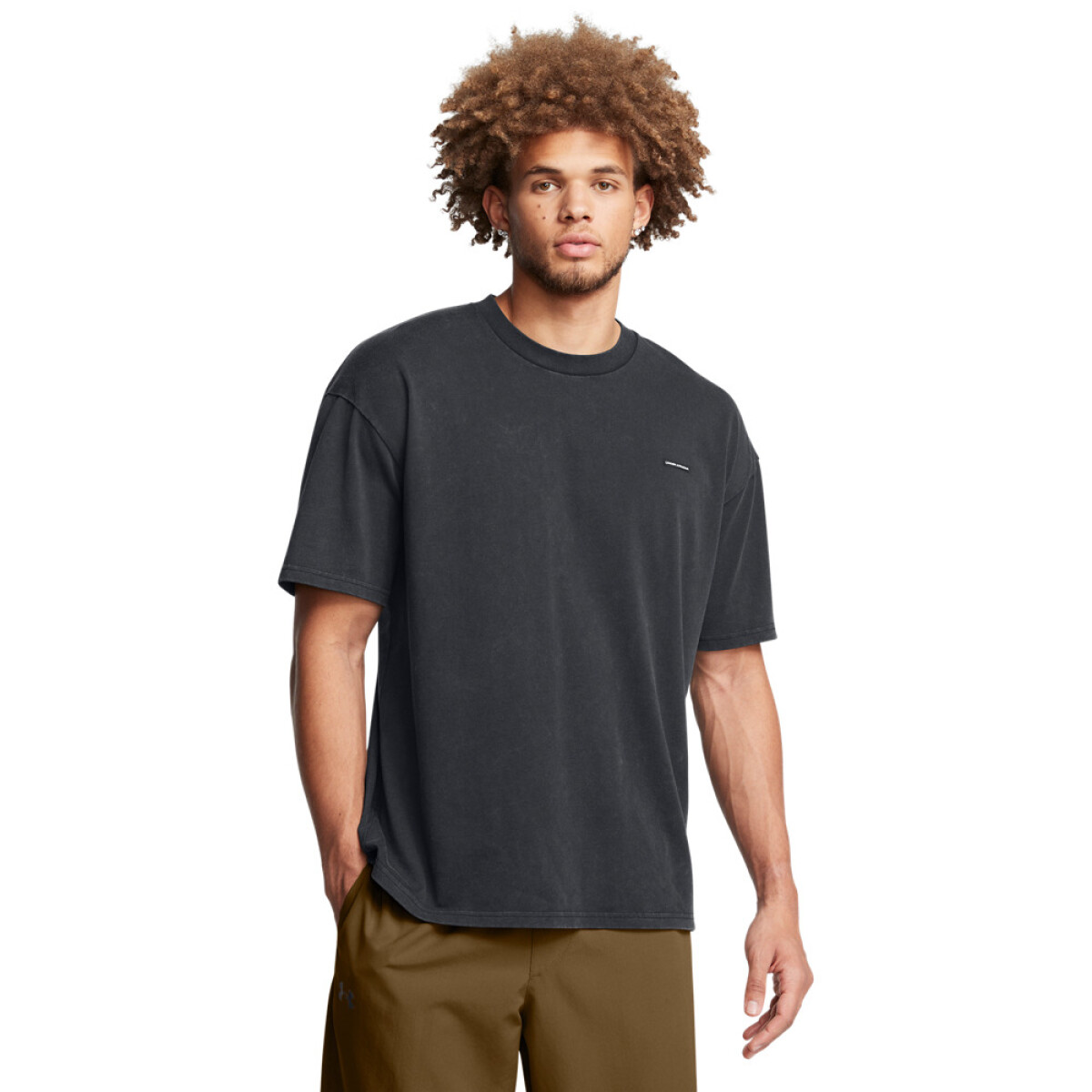 UA M HW OS LOGO WASH SS-GRN - BLK-001 