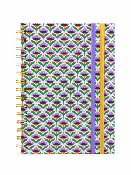 LIBRETA A5 ESPIRAL CON ELASTICO LILA
