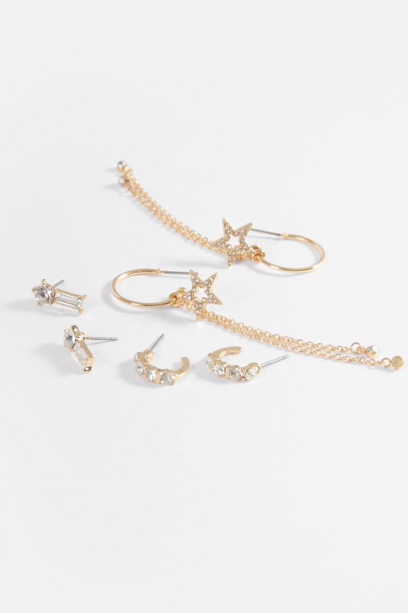 Set de 3 caravanas estrella dorado