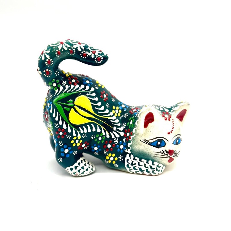 Gato de cerámica Verde