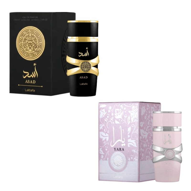 Set Perfume Lattafa Asad EDP 100ml + Yara Woman EDP 100ml Para Hombre Y Mujer Set Perfume Lattafa Asad EDP 100ml + Yara Woman EDP 100ml Para Hombre Y Mujer