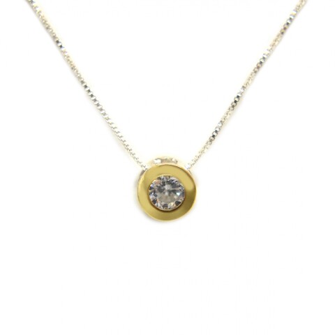 Cadena y Colgante en Oro y Plata 925 con Zirconias Cadena y Colgante en Oro y Plata 925 con Zirconias