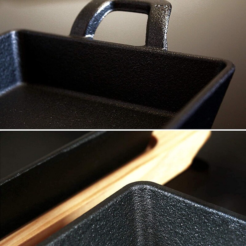 Fuente rectangular 10 x 17 hierro fundido con base bamboo GRIS