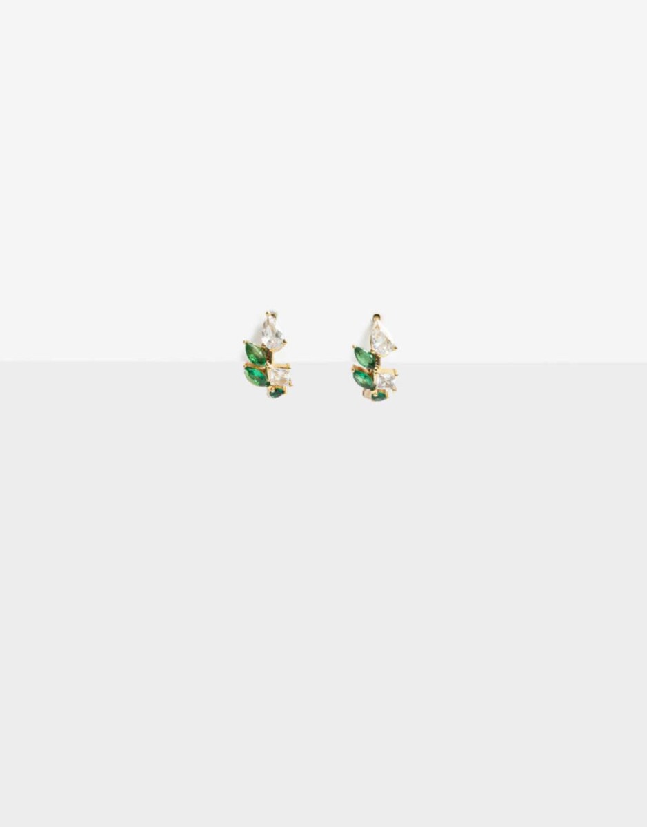 Argollas Con Cubic Zirconia - Dorado 