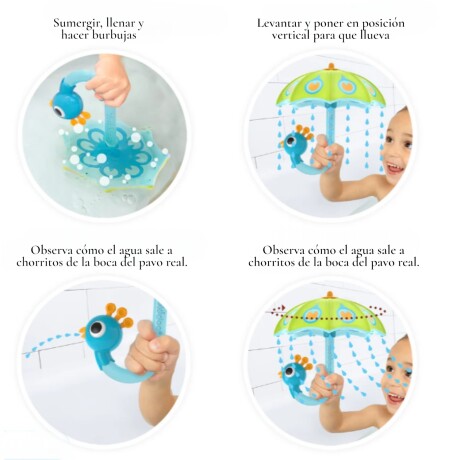 Fill n Rain Paeacock Umbrella Juego de baño Yookidoo Fill n Rain Paeacock Umbrella Juego de baño Yookidoo