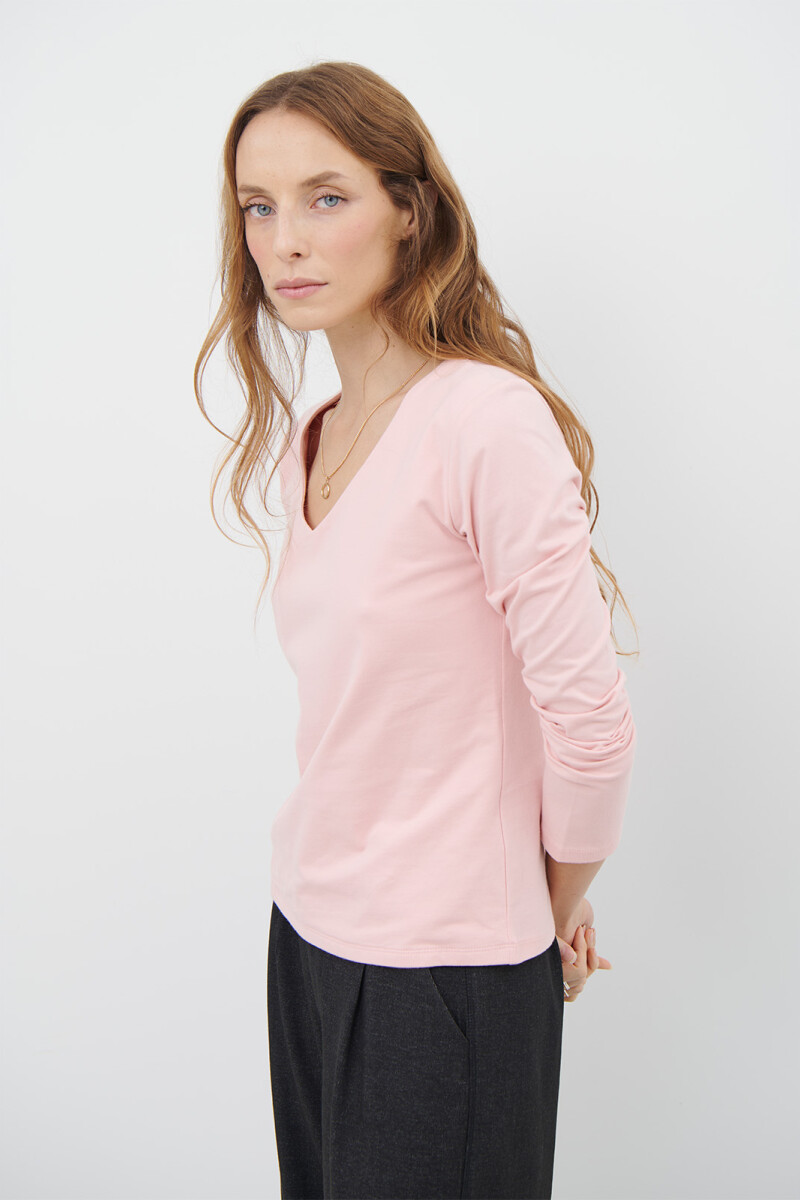 REMERA V M/LARGA ROSA