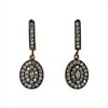 Caravanas Ovalo Vintage-Plata rodinada 925 con micra de oro 18k-Piedra Zirconia-CA2044 conpiedra