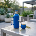 Set De Termo + Mate + Bombilla 1 Litro Acero Azul