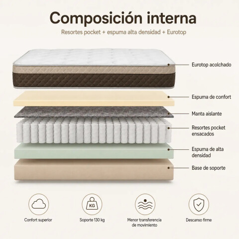 Colchón Queen Pocket Eurotop con Pillow Colchón Queen Pocket Eurotop con Pillow