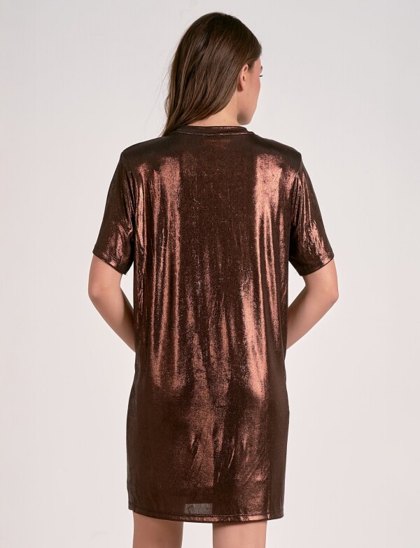 Vestido Satinado Nudo MARRON