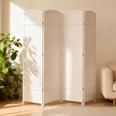 Biombo Divisor Separador Ambientes 4 Paneles Rattan 180m Rattan Imback Color Blanco Biombo Divisor Separador Ambientes 4 Paneles Rattan 180m Rattan Imback Color Blanco