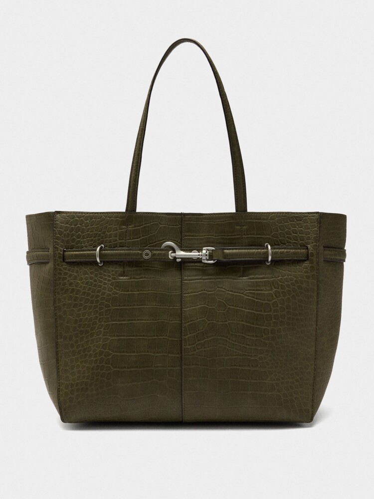 Bolso Shopper Grabado Animal verde