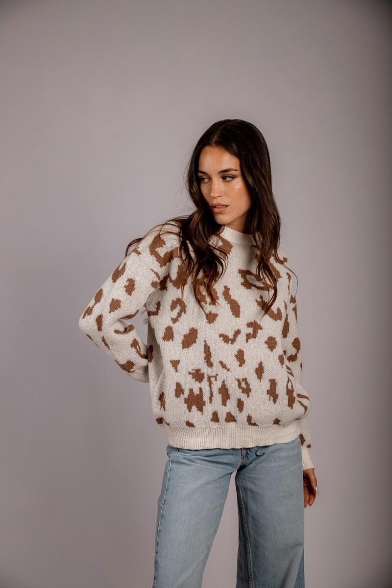 Buzo Print - blanco con beige 
