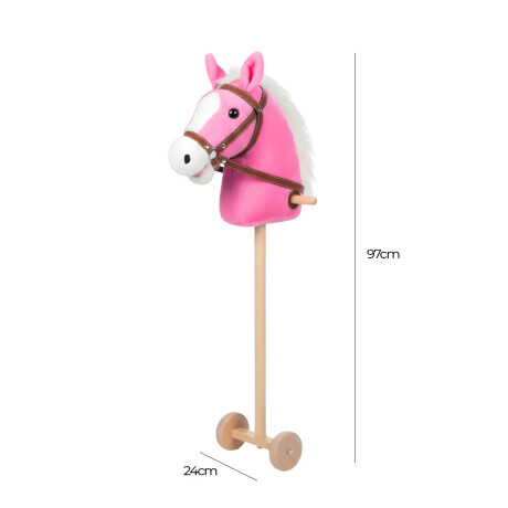 Peluche Cabeza De Caballo Palo Ruedas Niños N1 Rosa