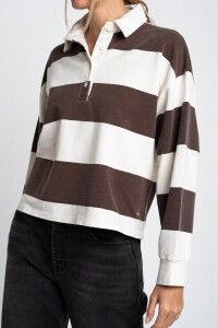 Sweater Polo Rayado Marron