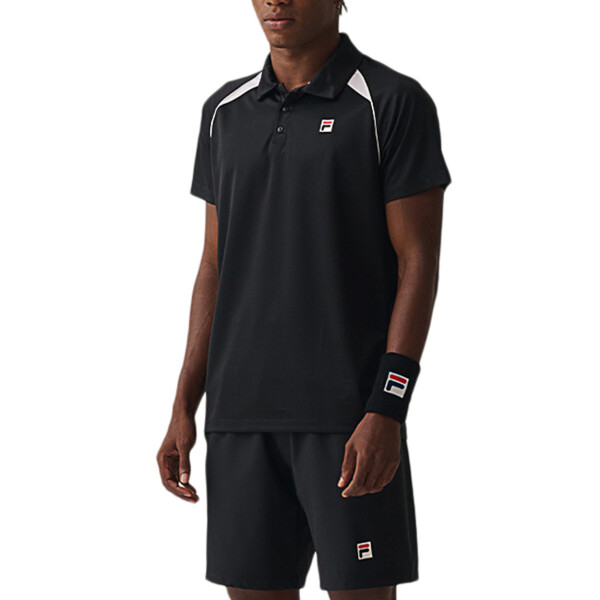 Fila Remera manga corta Polo tennis Line ii Hombre - Negro/Blanco Negro-Blanco