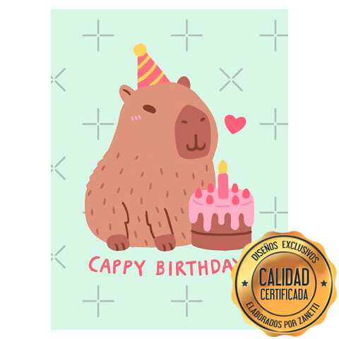 Lámina Capibara Cappy Birthday Rosa Rect.