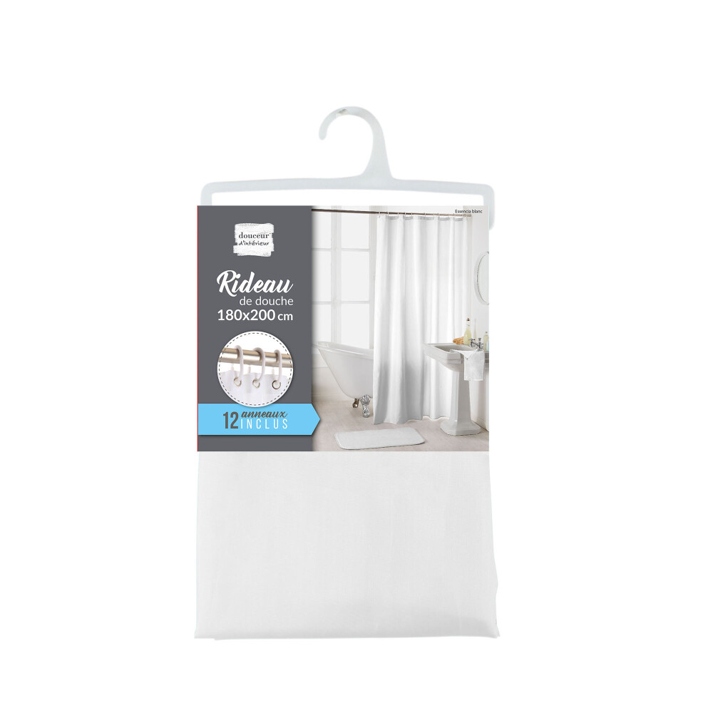 CORTINA DUCHA BLANCO POLIESTER C/GANCHOS