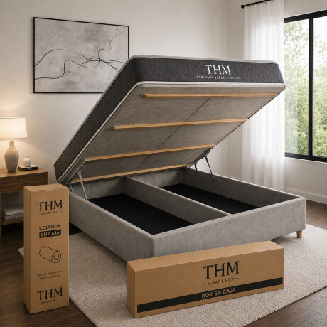 Sommier Queen THM Hybrid Silver Smart Box Baúl Gris