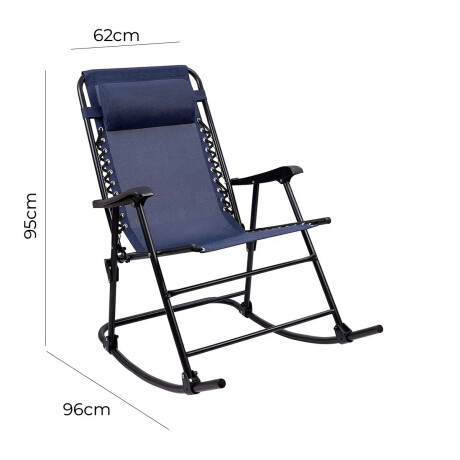 Silla Reposera Mecedora Plegable Con Almohadilla Azul