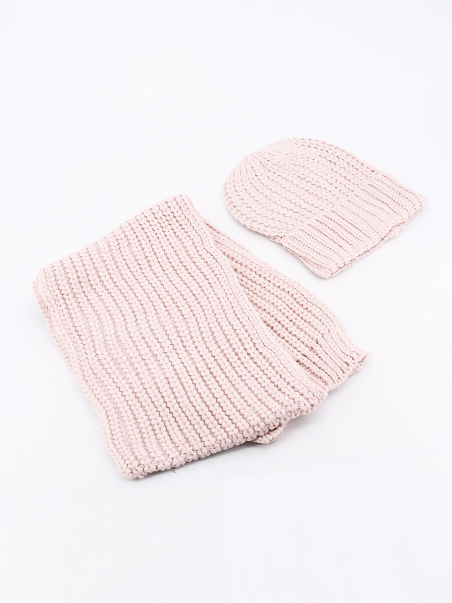 GORRO Y BUFANDA - ROSADO 