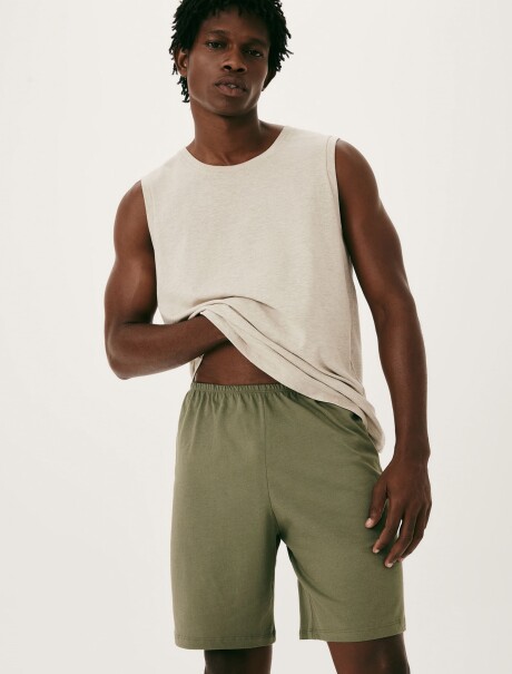 PIJAMA CORTA DE ALGODÓN BEIGE