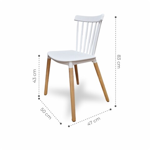 Set de 4 Sillas Windsor con Patas de Madera para Comedor y Jardín Blanco