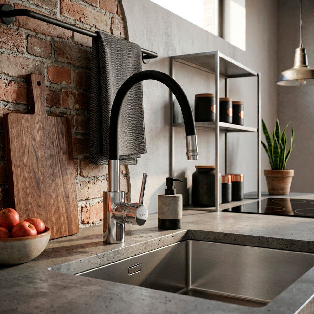 GRIFERÍA PARA MESADA MODELO COLOR FLEX PICO FLEXIBLE NEGRO Grifería Para Mesada Modelo Color Flex Pico Flexible Negro