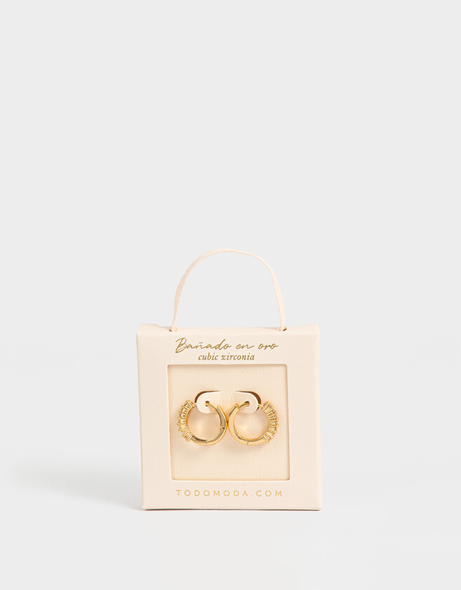 Aros Argollas Bañada en Oro Argollas Con Cubic Zirconia - Dorado