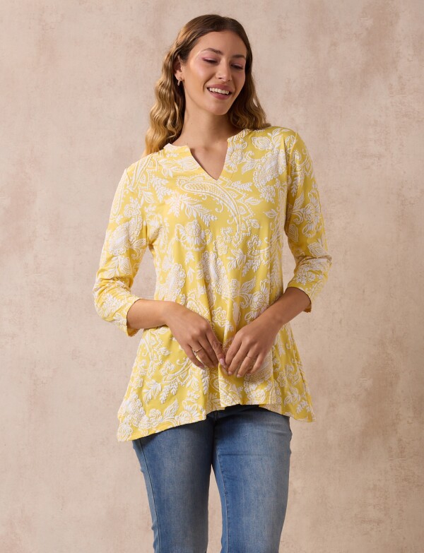 Blusa Relieve Printed AMARILLO/MULTI