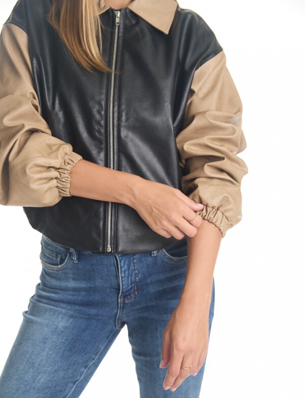 Campera Bomber NEGRO/TOSTADO