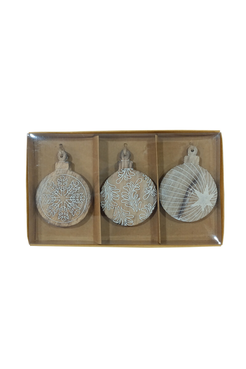 Colgante Esfera Madera, Mix 3 Diseños - Color Unico