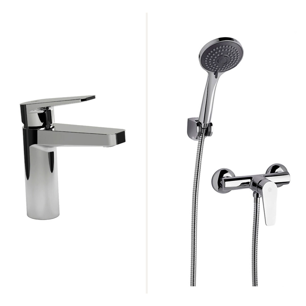Juego De Griferia Monocomando Para Baño Cromo Brillo Zoe 
