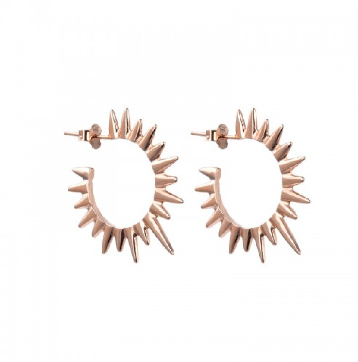 Par de aros de plata 925 con baño de oro rosado, SOLES. 