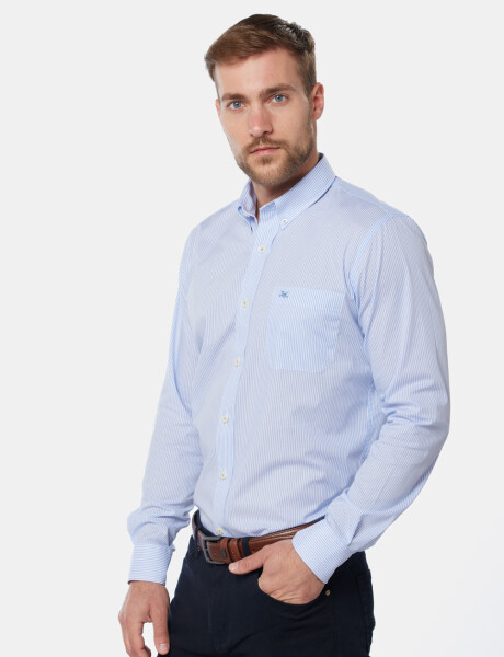 CAMISA SPORT A RAYAS Celeste